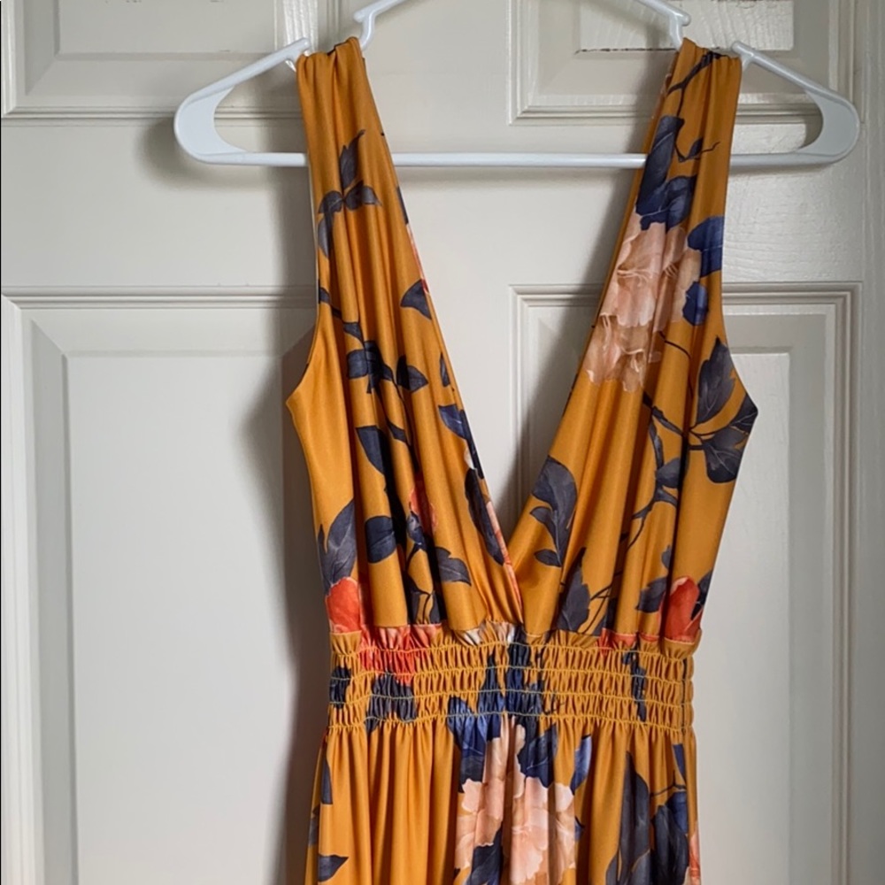 Orange Floral Print Maxi Dress